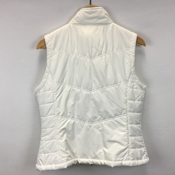 Prana Quilted Sweater Fair Isle Puffer Vest Ivory Full Zip Outdoor Size L - Picture 2 of 9